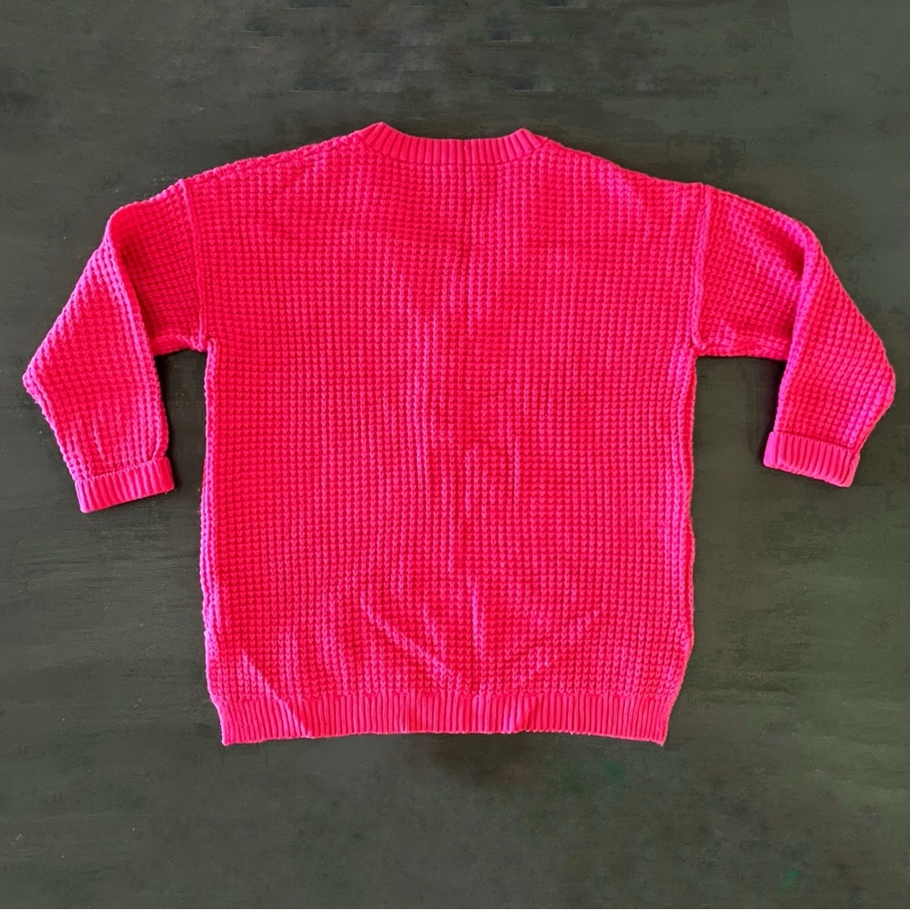 NEW Hot Pink Henley Waffle Texture Soft Comfy
Oversized Fit Knit Sweater XXL - Picture 4 of 4